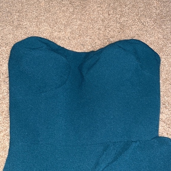 Dress the Population Kai Bustier Asymmetrical Ruffle Drape Gown Pine XS - Picture 6 of 13